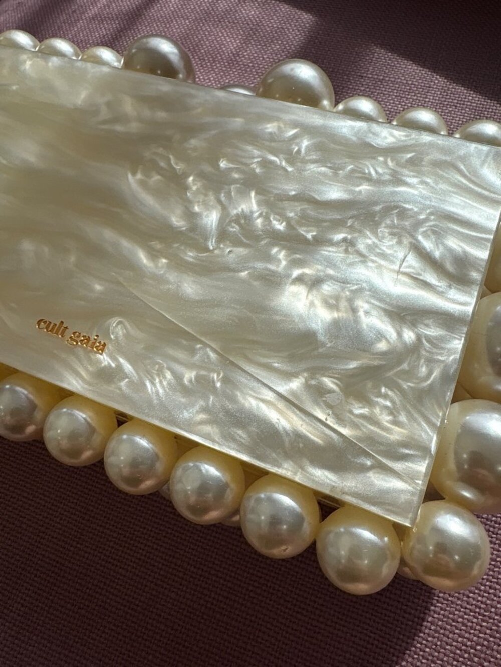 Cult Gaia Eos Beaded Acrylic Box Clutch in Pearl With Box Womens Ball Bag - Picture 12 of 16
